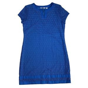 Isaac Mizrahi Stretch Lace Short Sleeve Royal Blue Dress Women's M Slip On